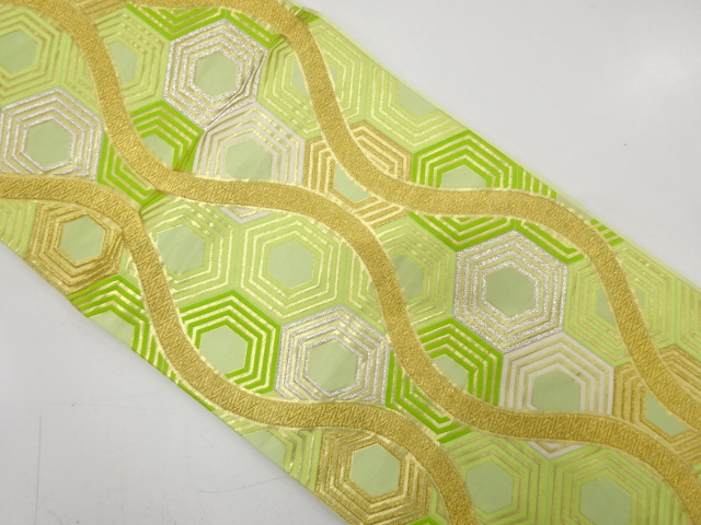 JAPANESE KIMONO / ANTIQUE FUKURO OBI / SILK / WOVEN TATEWAKU & KIKKO